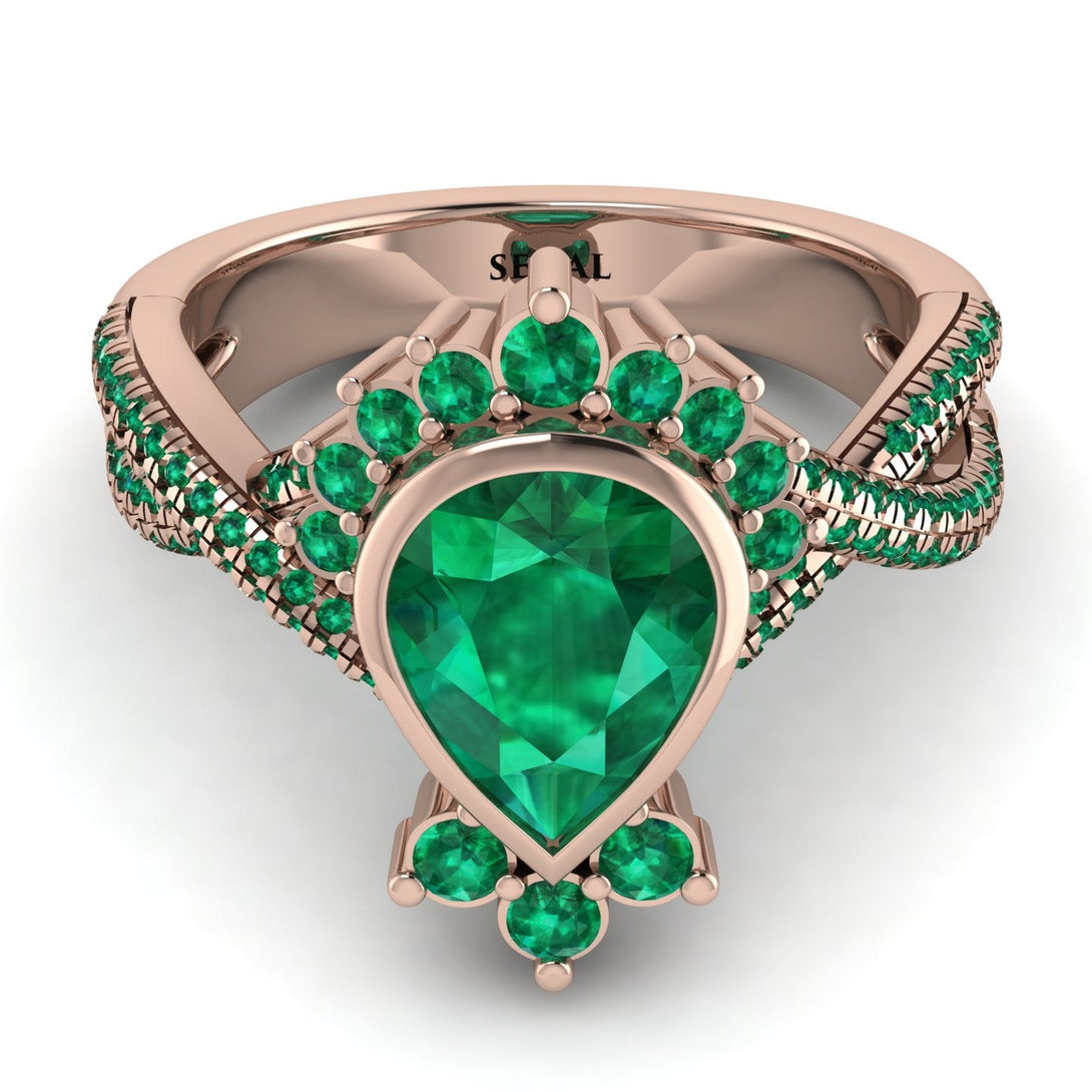Unique Pear Cut Emerald Ring - Dorothy No. 20