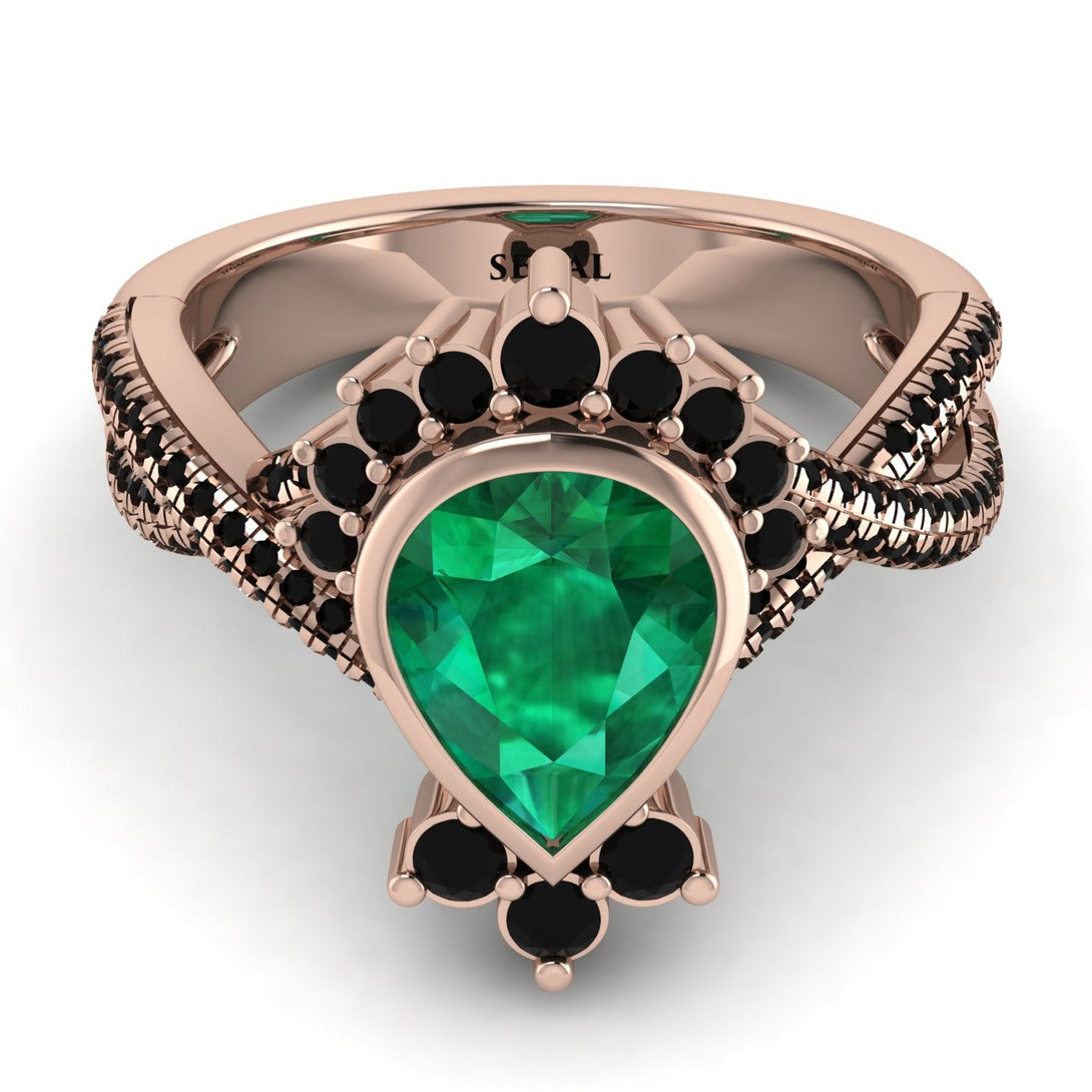 Unique Pear Cut Emerald Ring - Dorothy No. 35