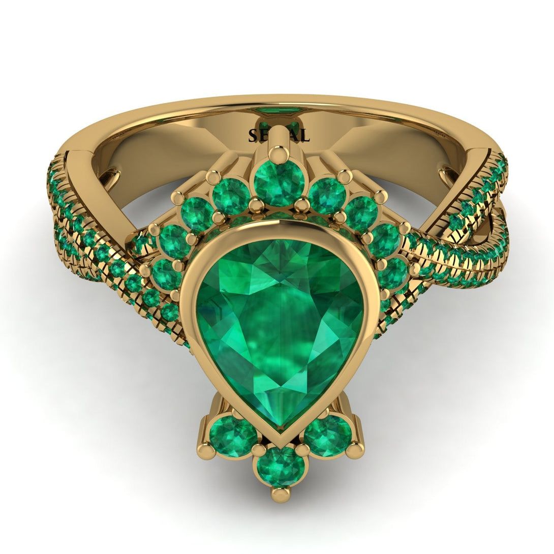 Unique Pear Cut Emerald Ring - Dorothy No. 19