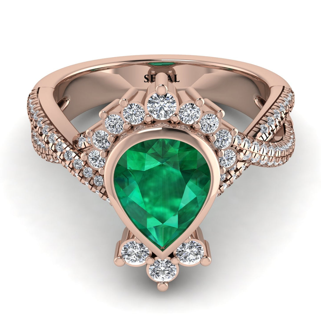 Unique Pear Cut Emerald Ring - Dorothy No. 5