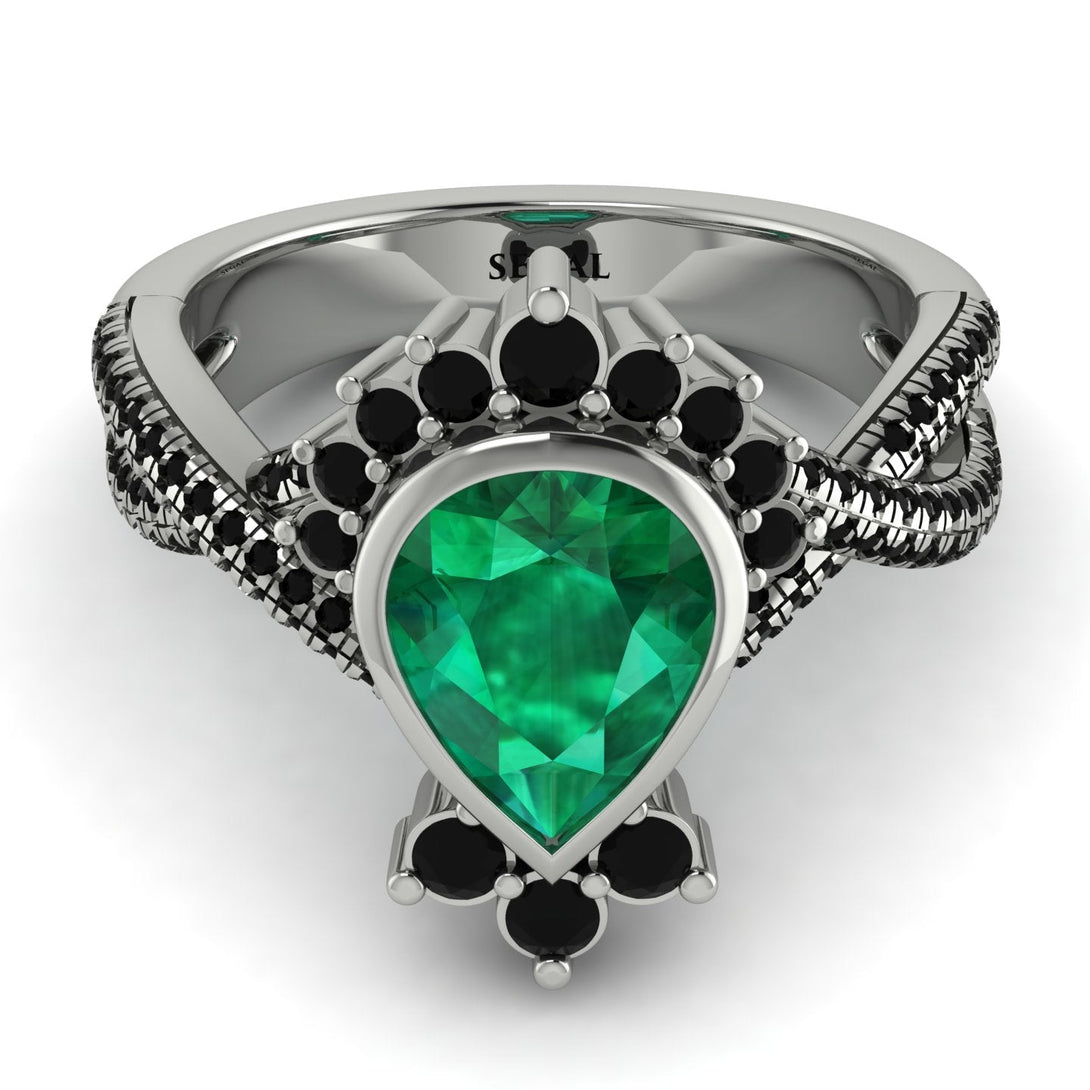 Unique Pear Cut Emerald Ring - Dorothy No. 36
