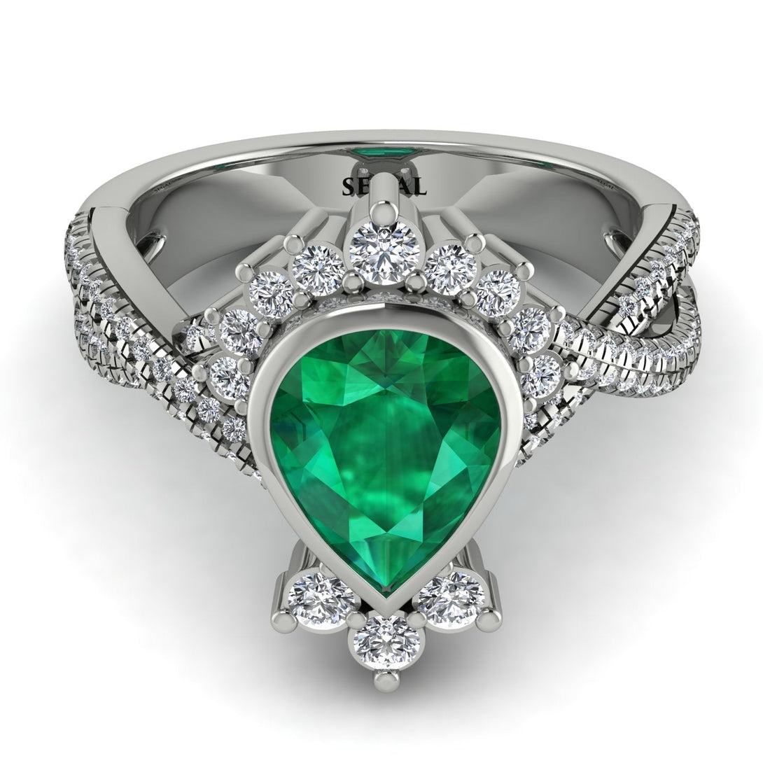 Unique Pear Cut Emerald Ring - Dorothy No. 6