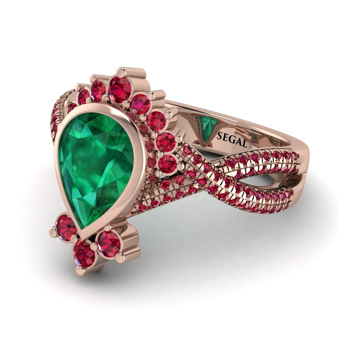 Unique Pear Cut Emerald Ring - Dorothy No. 50