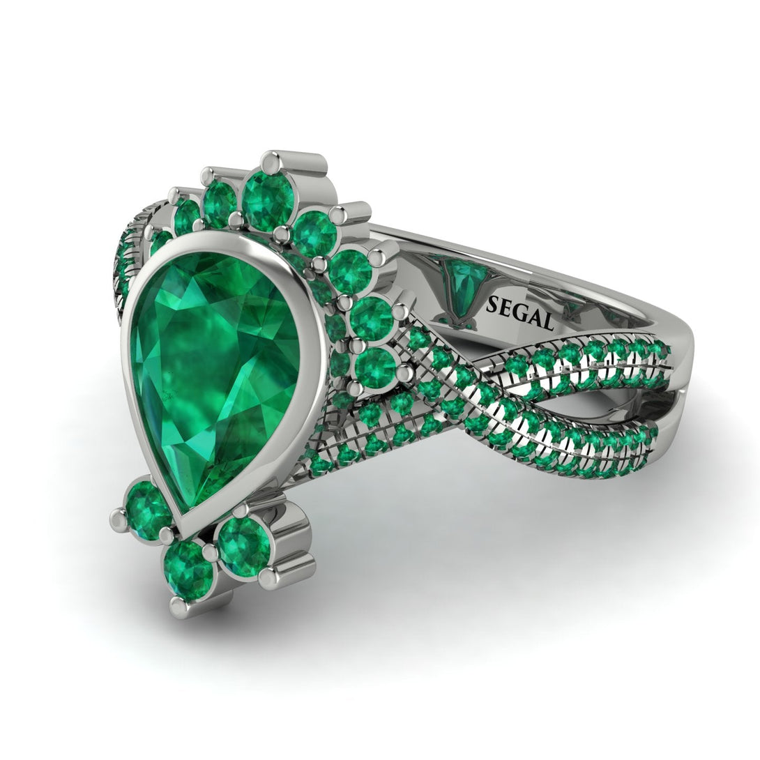 Unique Pear Cut Emerald Ring - Dorothy No. 21