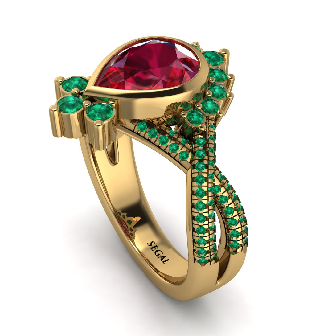 Unique Pear Cut Ruby Ring - Dorothy No. 25