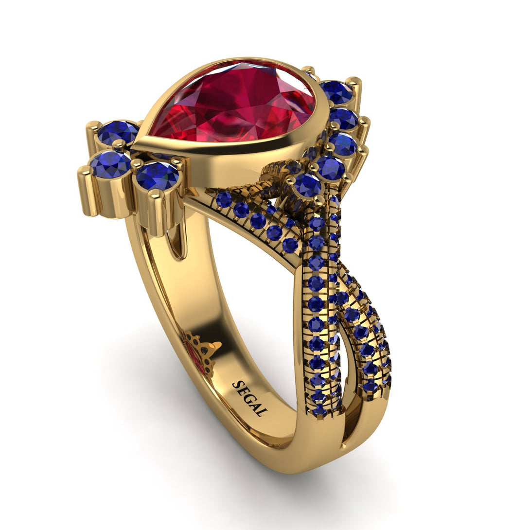 Unique Pear Cut Ruby Ring - Dorothy No. 70