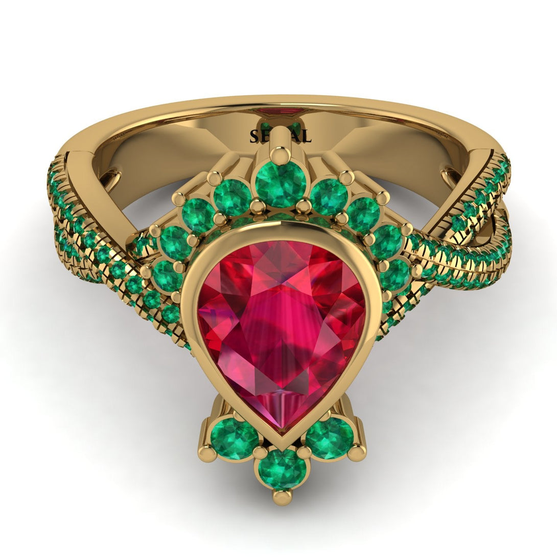 Unique Pear Cut Ruby Ring - Dorothy No. 25