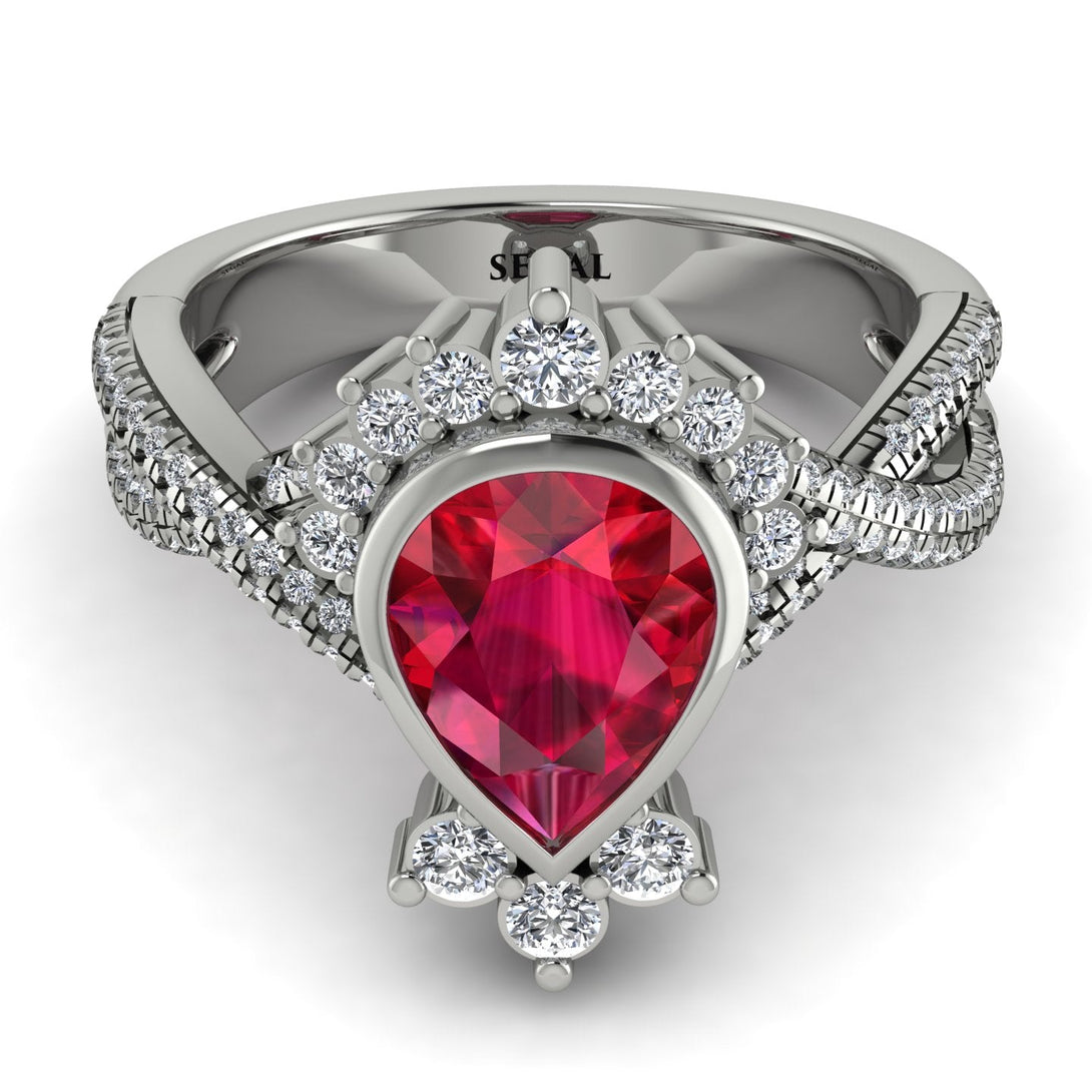 Unique Pear Cut Ruby Ring - Dorothy No. 12
