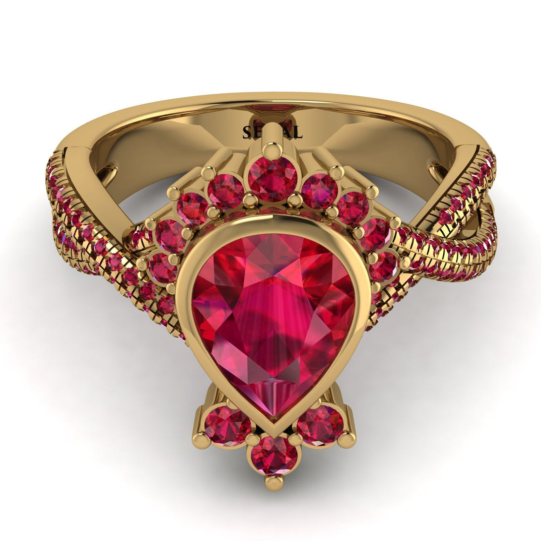 Unique Pear Cut Ruby Ring - Dorothy No. 55