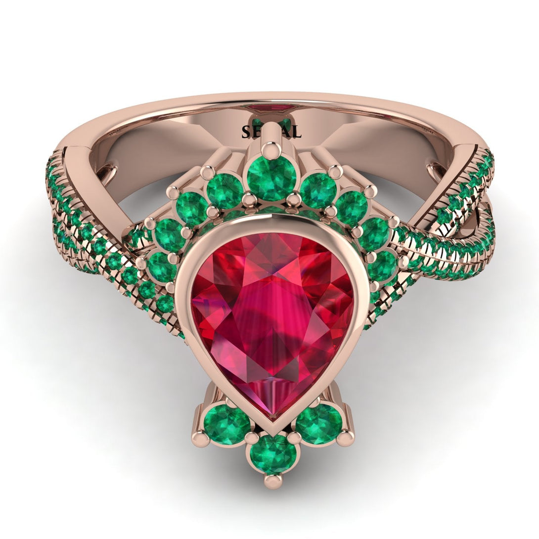 Unique Pear Cut Ruby Ring - Dorothy No. 26