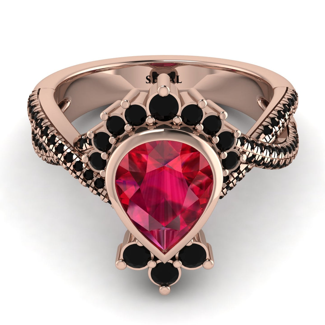 Unique Pear Cut Ruby Ring - Dorothy No. 41