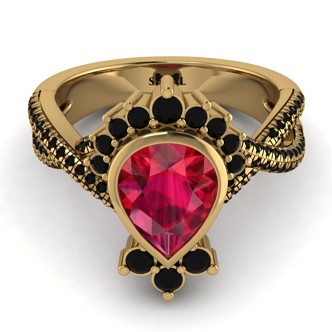Unique Pear Cut Ruby Ring - Dorothy No. 40