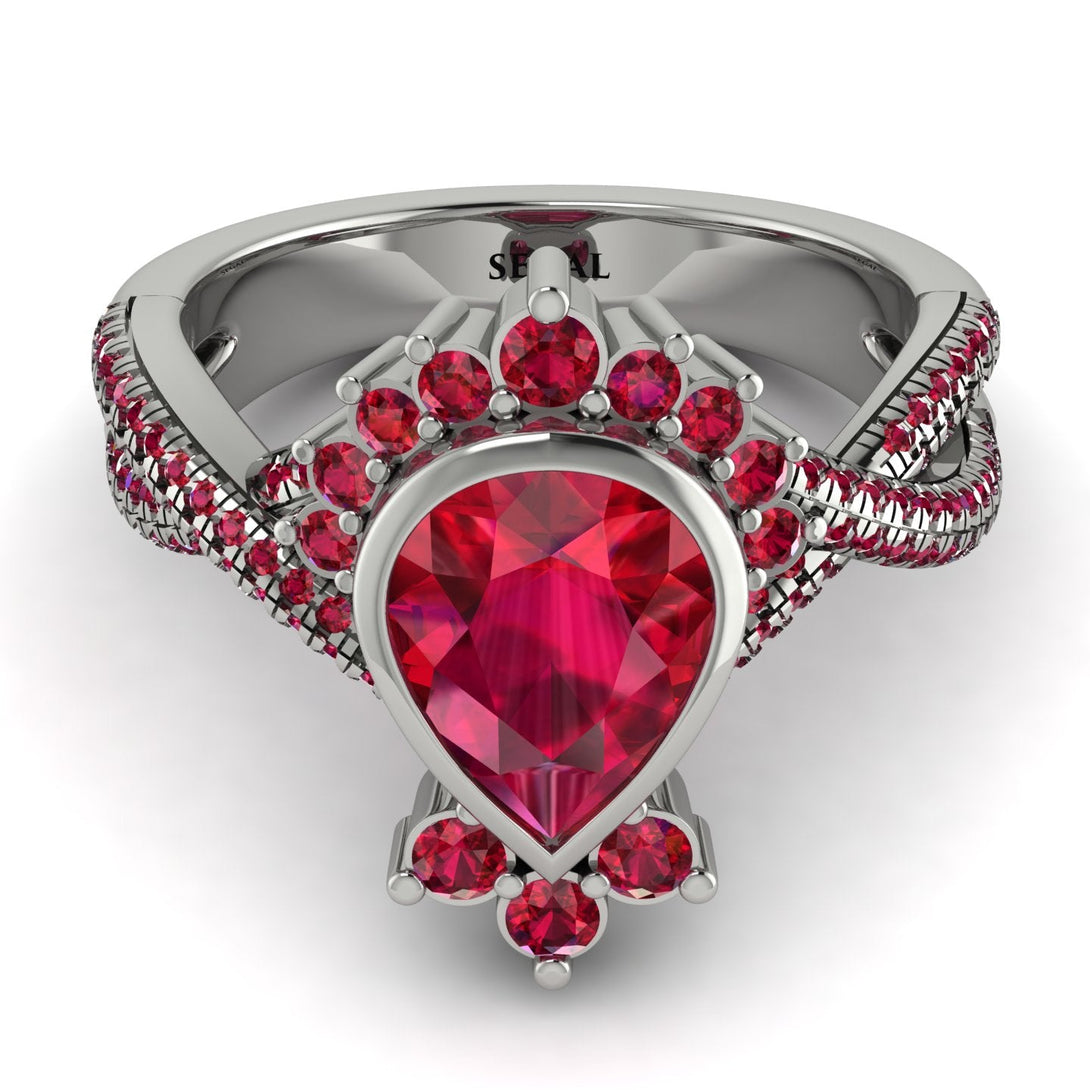 Unique Pear Cut Ruby Ring - Dorothy No. 57