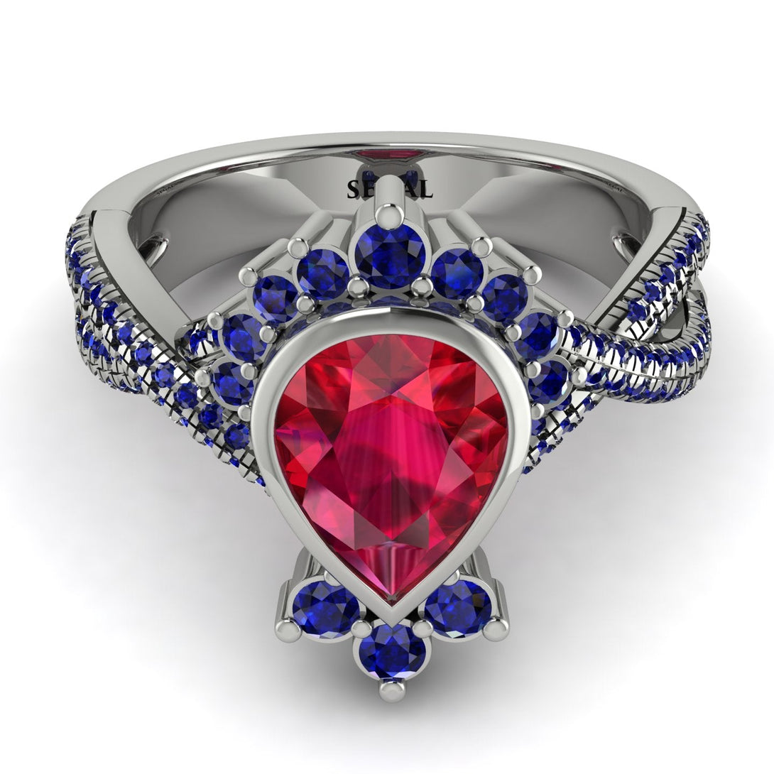 Unique Pear Cut Ruby Ring - Dorothy No. 72