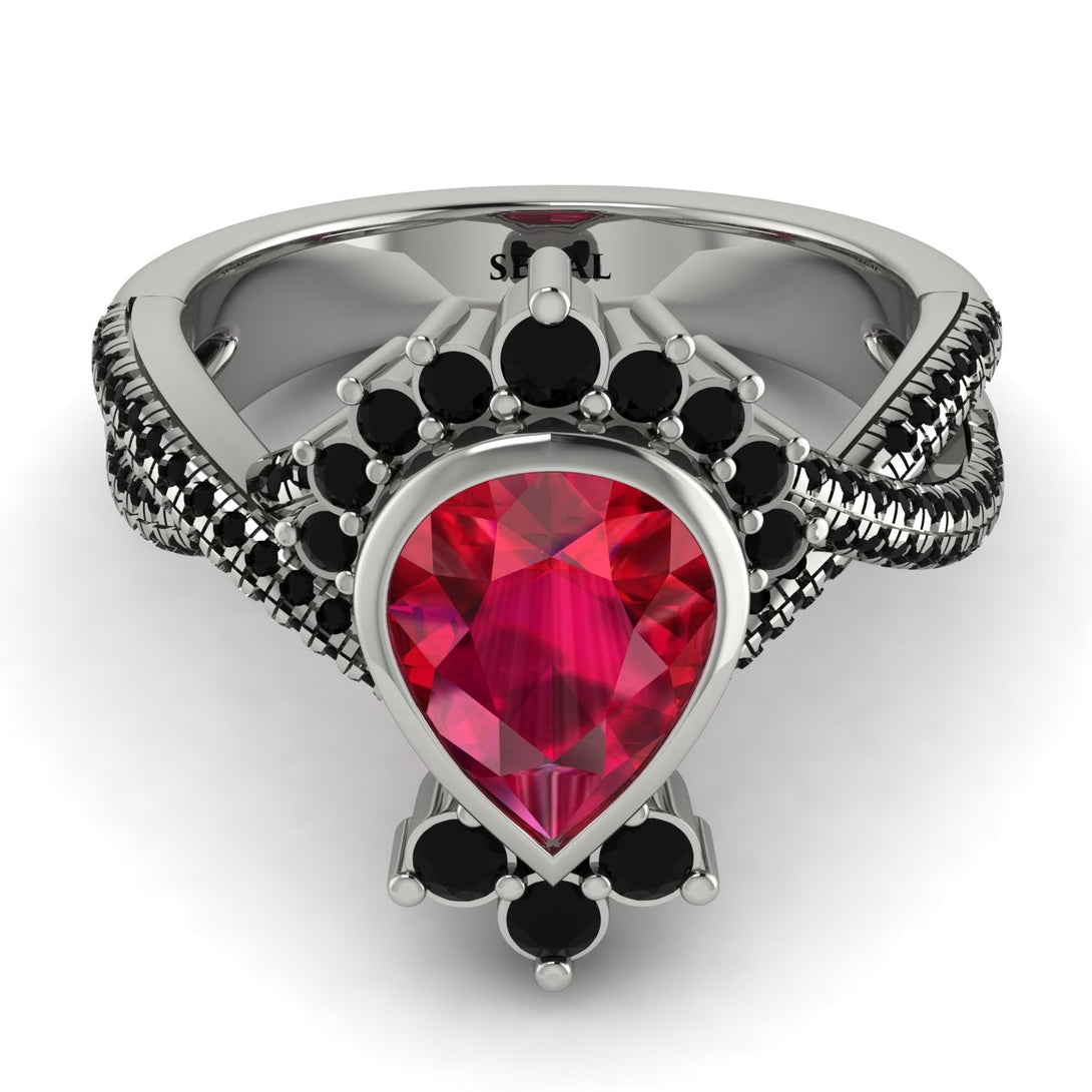 Unique Pear Cut Ruby Ring - Dorothy No. 42