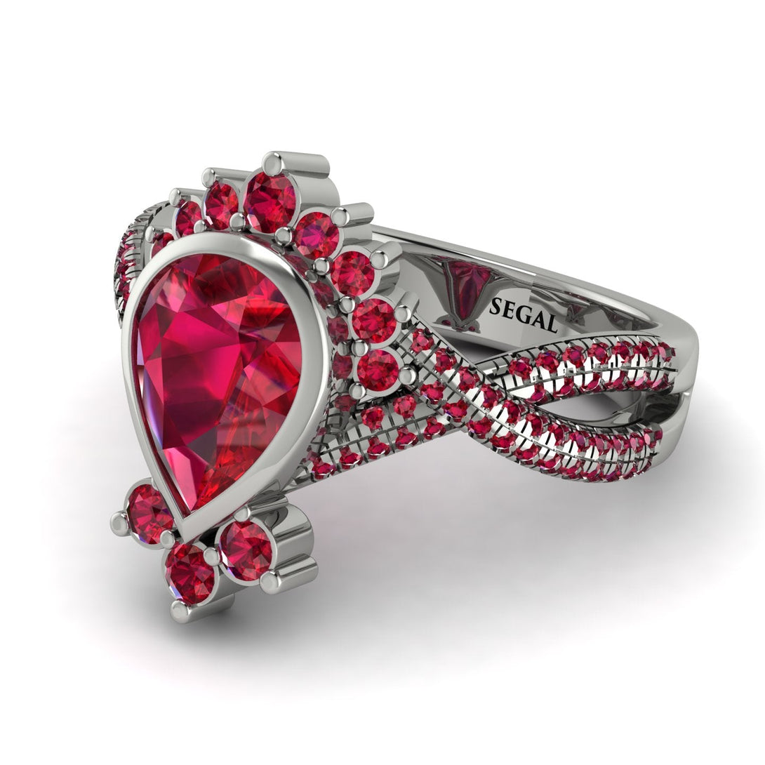 Unique Pear Cut Ruby Ring - Dorothy No. 57