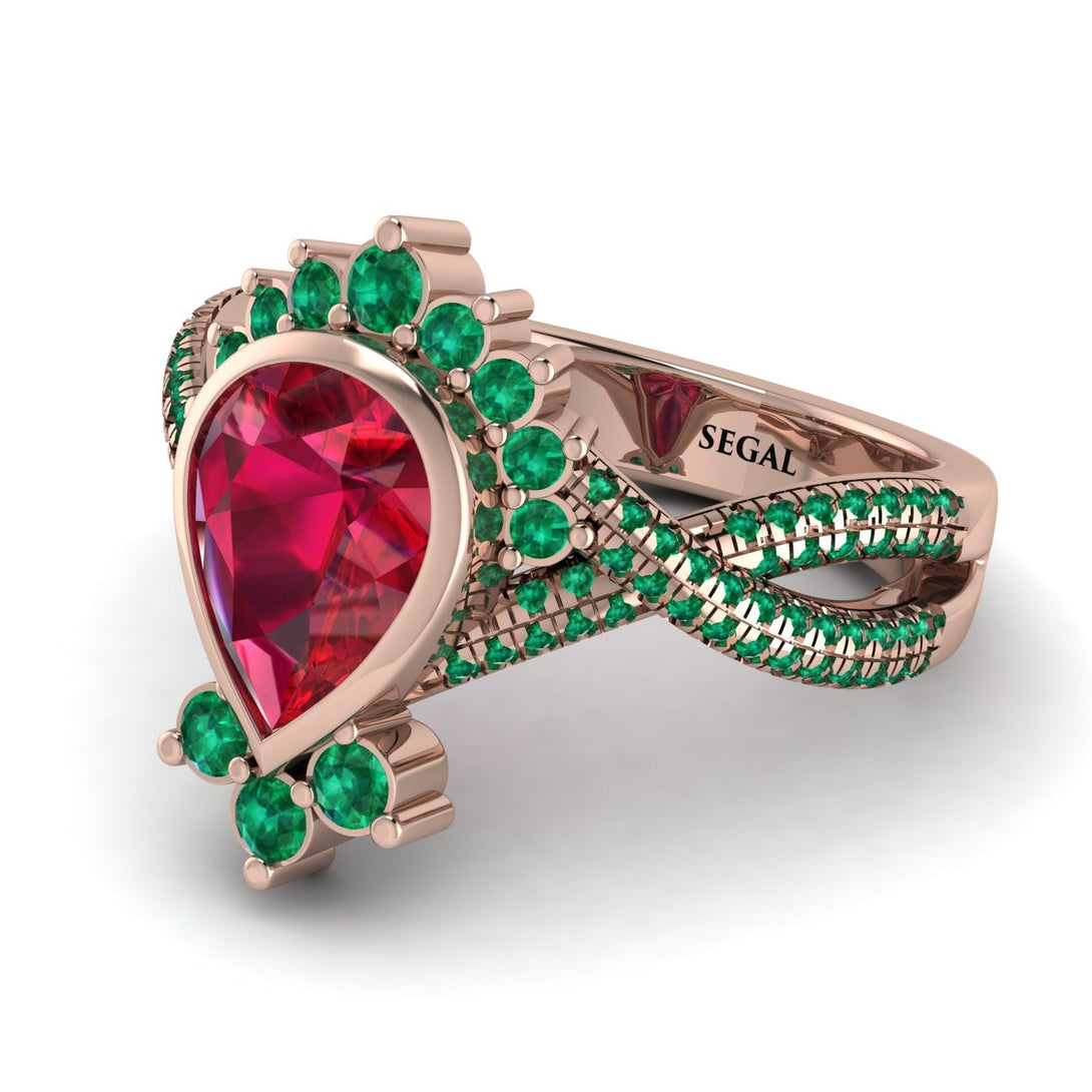 Unique Pear Cut Ruby Ring - Dorothy No. 26