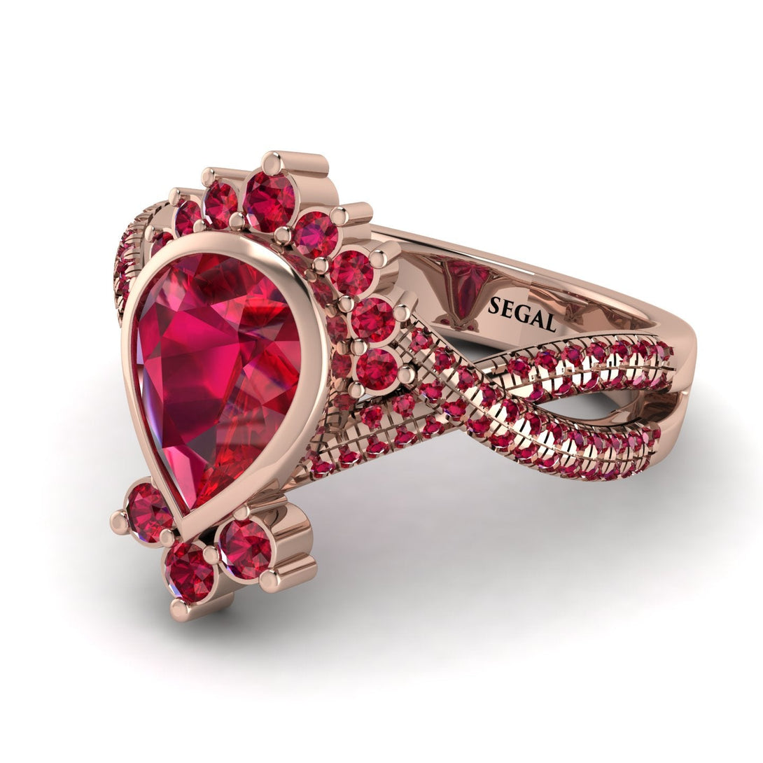 Unique Pear Cut Ruby Ring - Dorothy No. 56