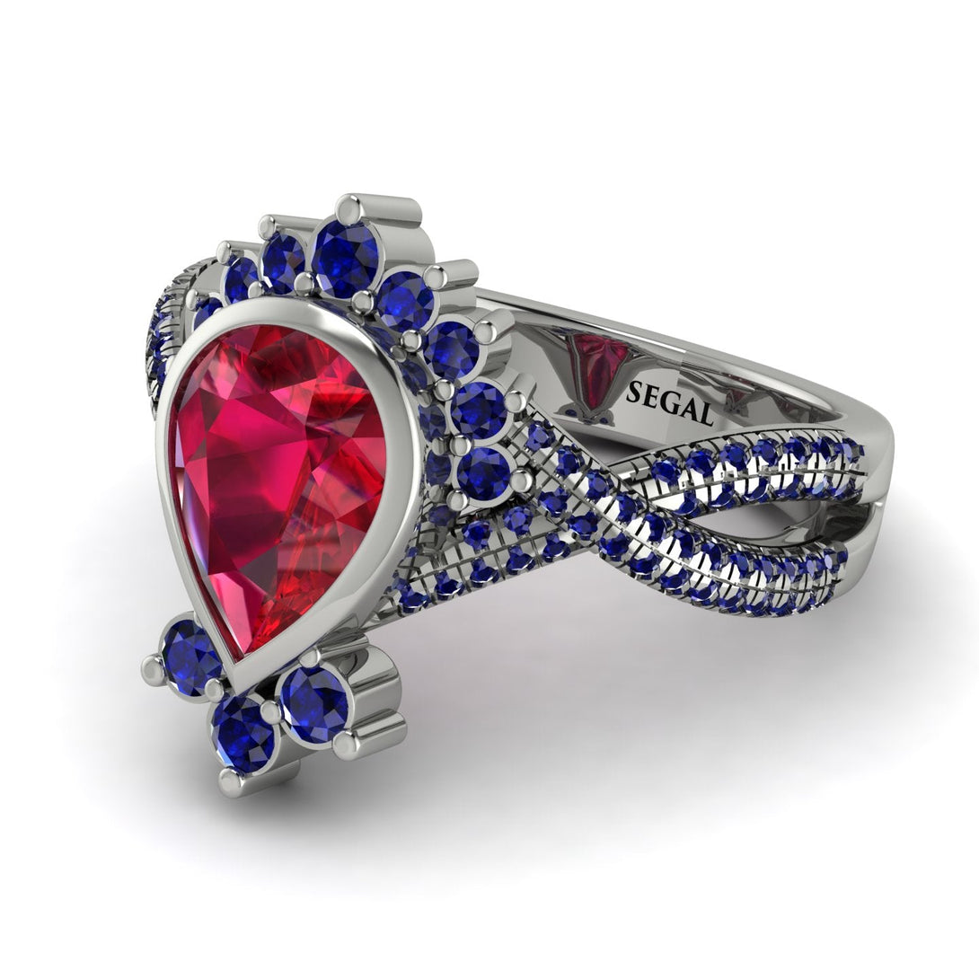 Unique Pear Cut Ruby Ring - Dorothy No. 72