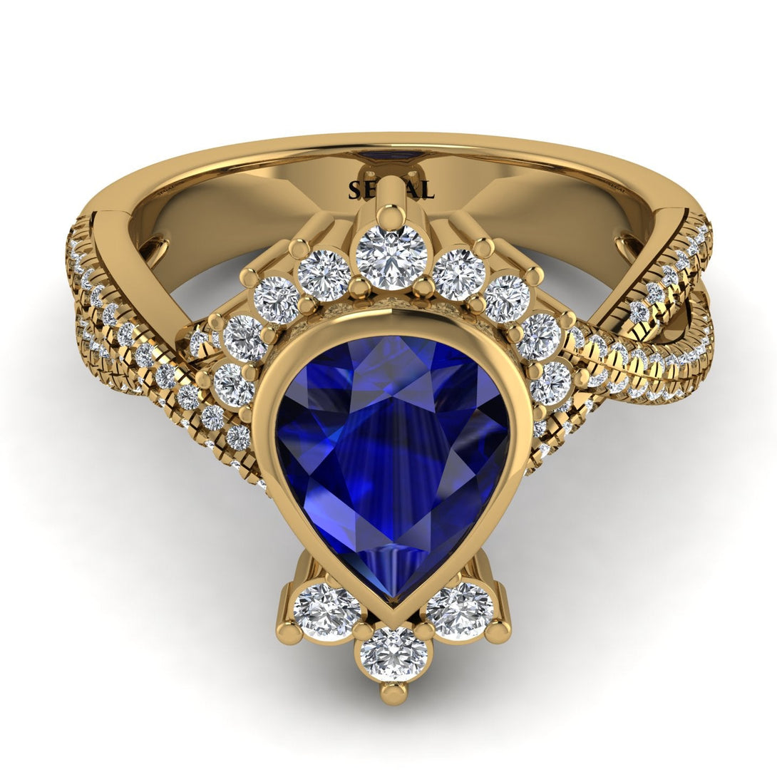 Unique Pear Cut Sapphire Ring - Dorothy No. 13