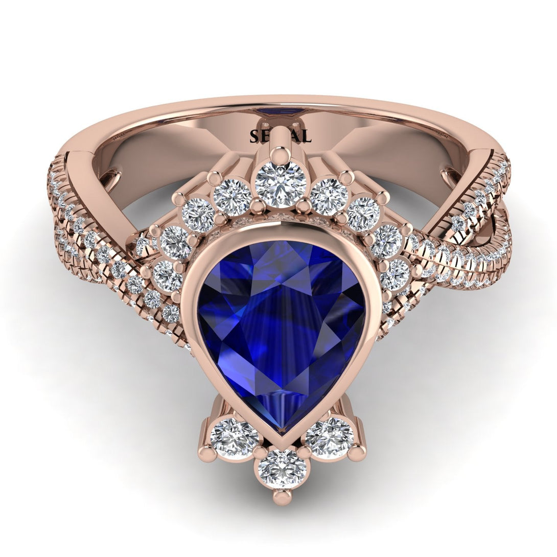 Unique Pear Cut Sapphire Ring - Dorothy No. 14
