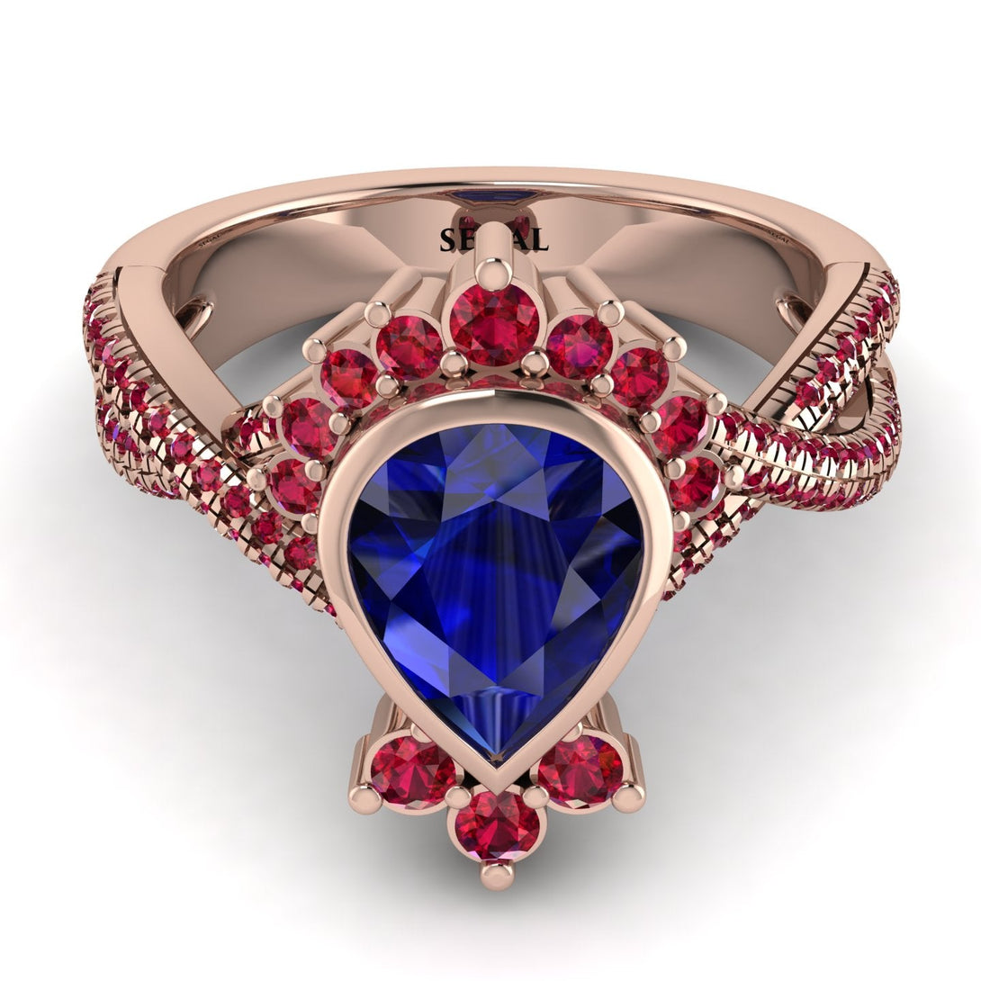 Unique Pear Cut Sapphire Ring - Dorothy No. 59