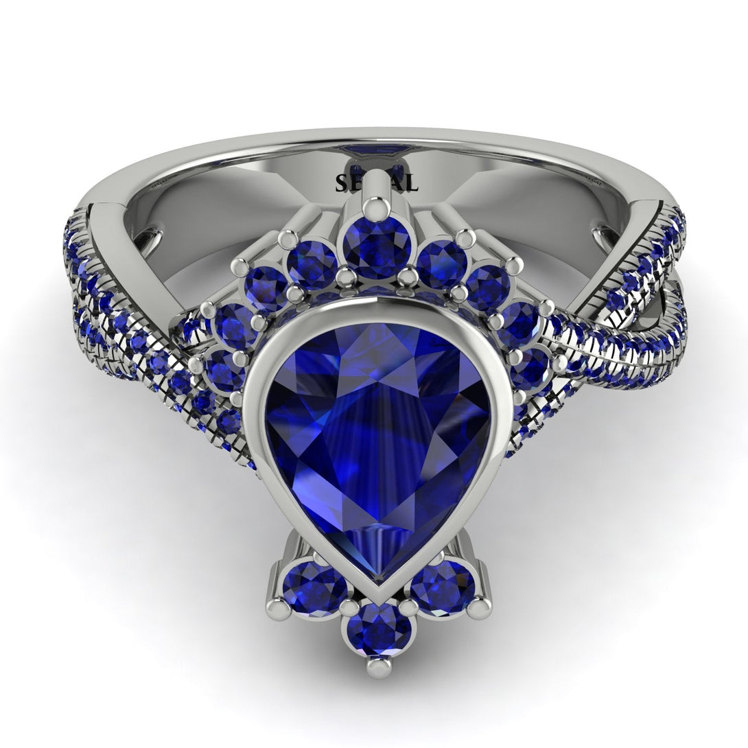 Unique Pear Cut Sapphire Ring - Dorothy No. 75