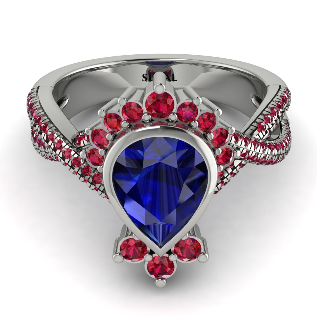 Unique Pear Cut Sapphire Ring - Dorothy No. 60