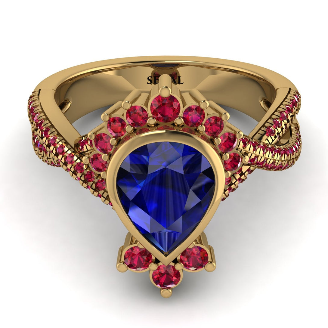 Unique Pear Cut Sapphire Ring - Dorothy No. 58