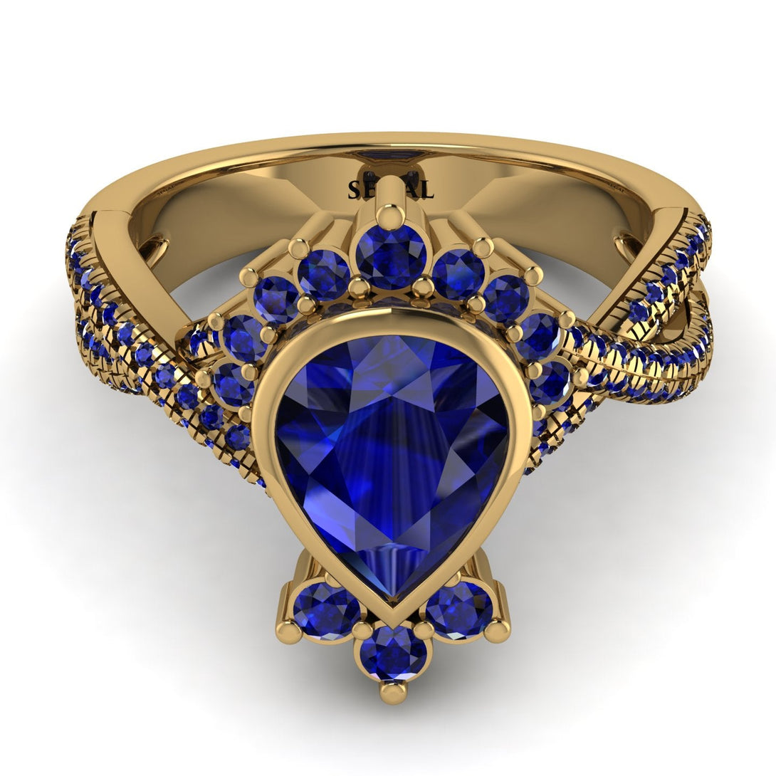 Unique Pear Cut Sapphire Ring - Dorothy No. 73