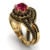 Unique Ruby Halo Bridal Set - Jessica No. 40 image 1