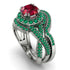 Unique Ruby Halo Bridal Set - Jessica No. 27 image 1