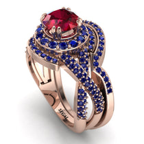 Unique Ruby Halo Bridal Set - Jessica No. 71 image 1