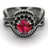 Unique Ruby Halo Bridal Set - Jessica No. 42