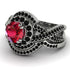 Unique Ruby Halo Bridal Set - Jessica No. 42 image 3