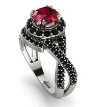 Unique Ruby Halo Engagement Ring - Jessica No. 42 image 1