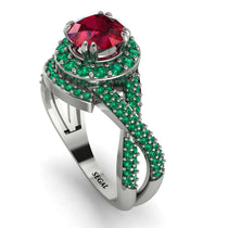 Unique Ruby Halo Engagement Ring - Jessica No. 27 image 1