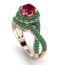 Unique Ruby Halo Engagement Ring - Jessica No. 26 image 1