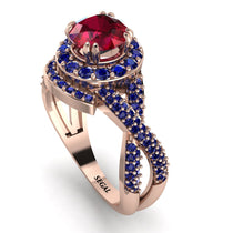 Unique Ruby Halo Engagement Ring - Jessica No. 71 image 1