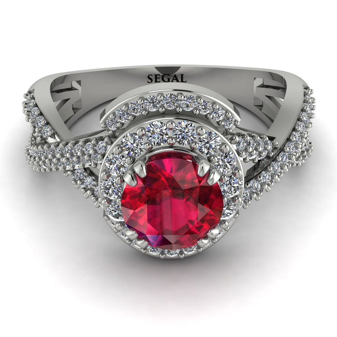 Unique Ruby Halo Engagement Ring - Jessica No. 12