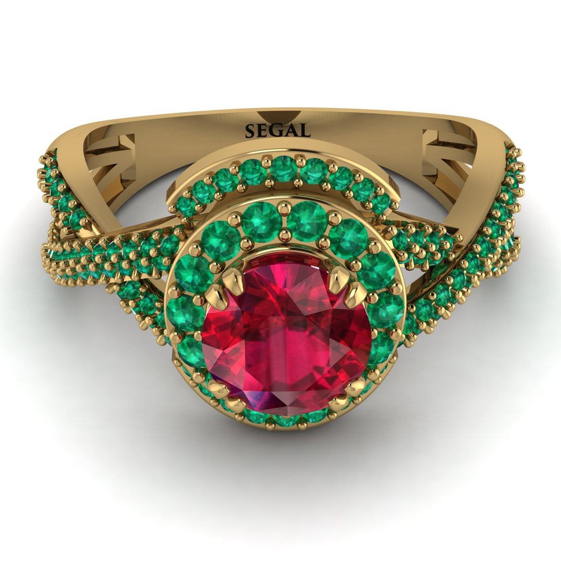 Unique Ruby Halo Engagement Ring - Jessica No. 25
