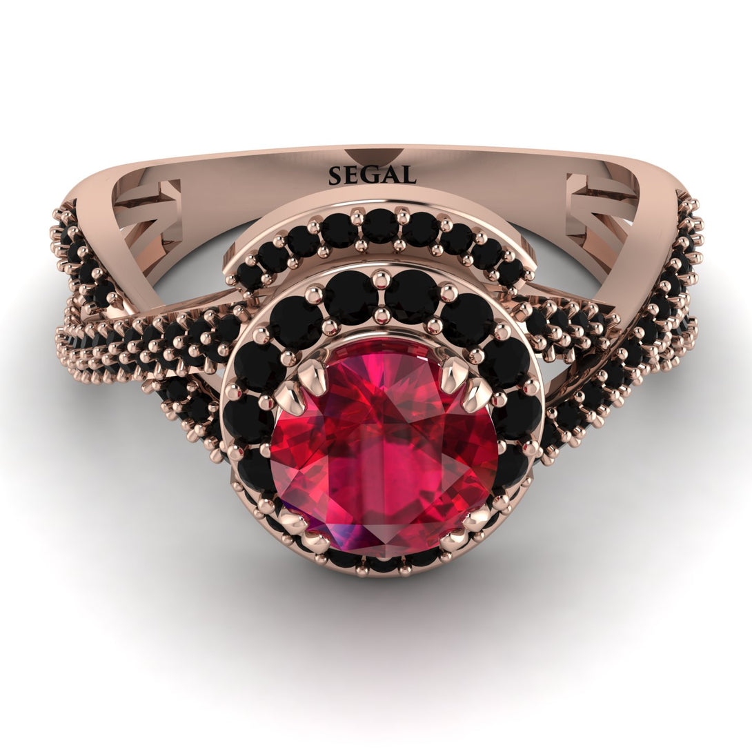 Unique Ruby Halo Engagement Ring - Jessica No. 41