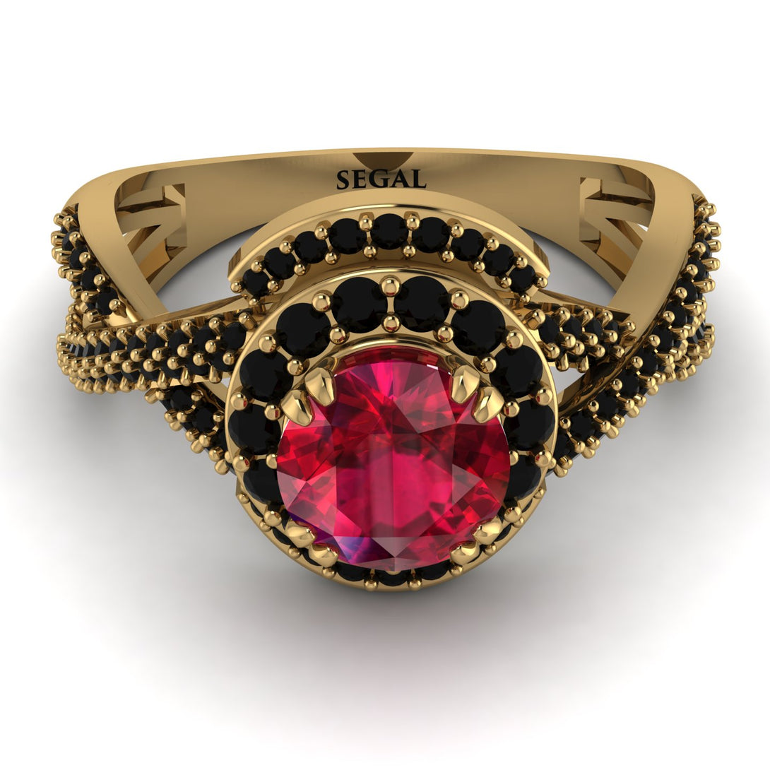 Unique Ruby Halo Engagement Ring - Jessica No. 40