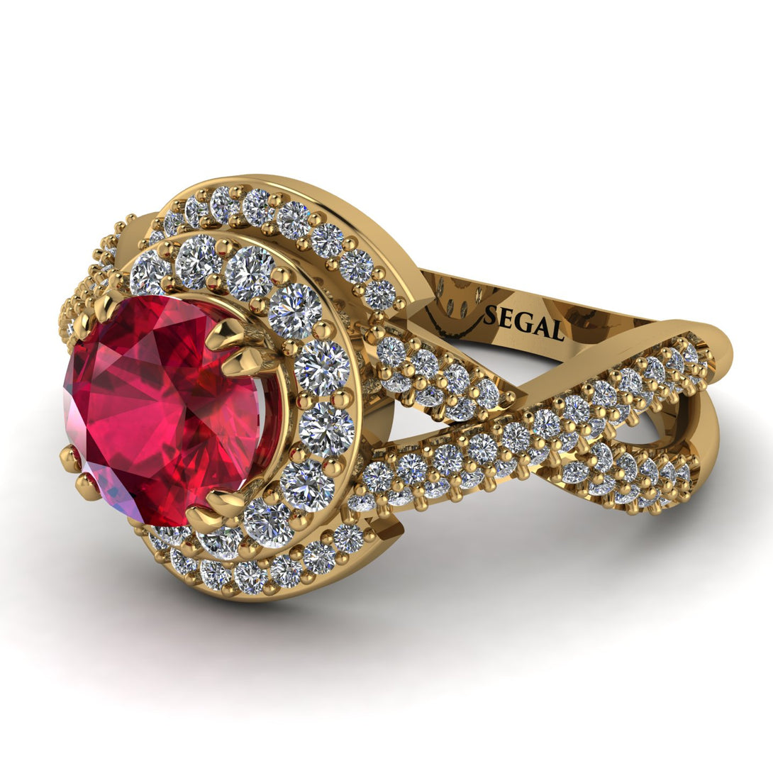 Unique Ruby Halo Engagement Ring - Jessica No. 10