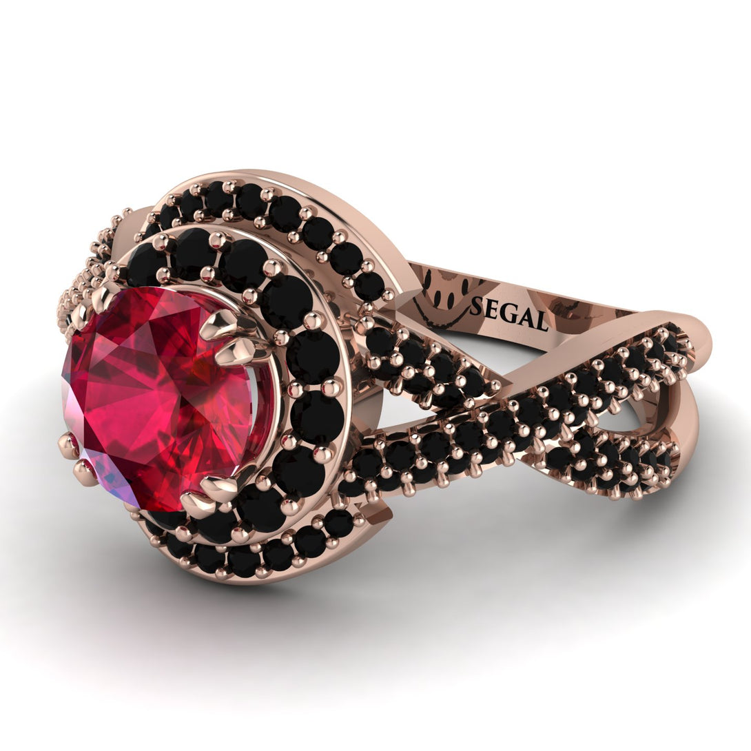 Unique Ruby Halo Engagement Ring - Jessica No. 41