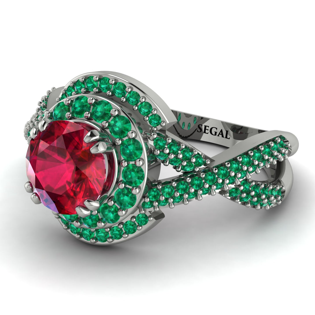 Unique Ruby Halo Engagement Ring - Jessica No. 27