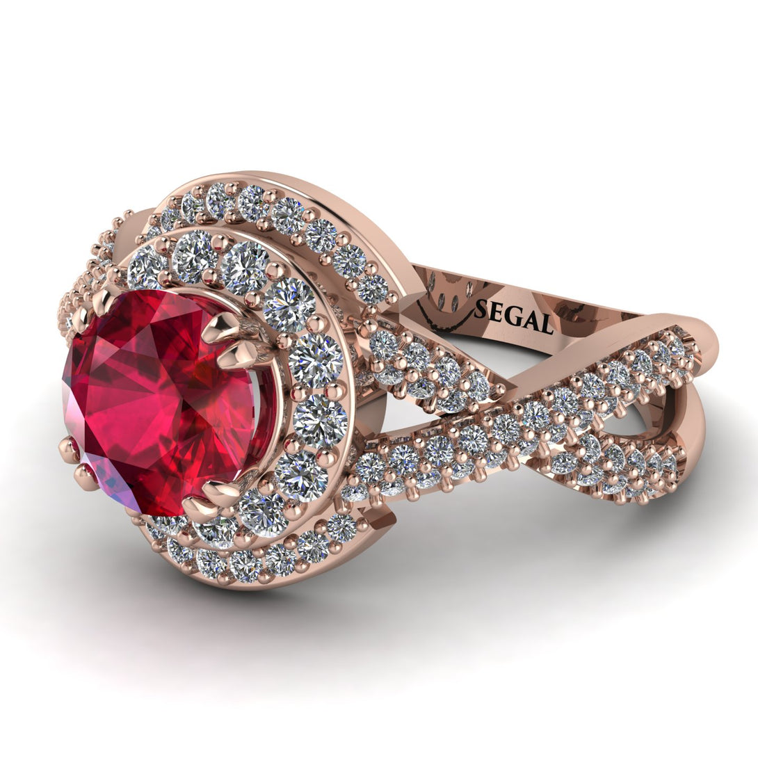 Unique Ruby Halo Engagement Ring - Jessica No. 11