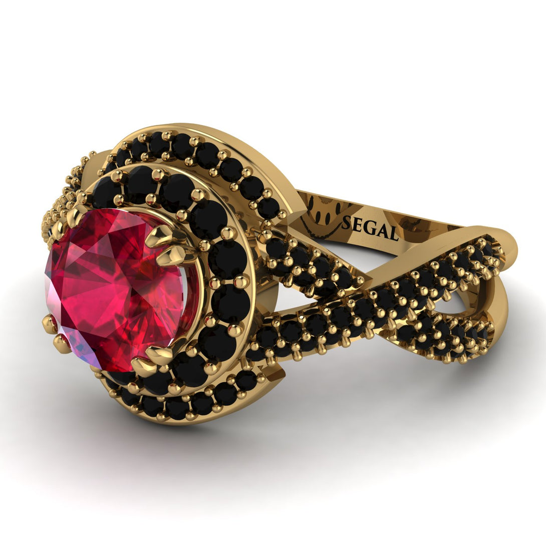 Unique Ruby Halo Engagement Ring - Jessica No. 40