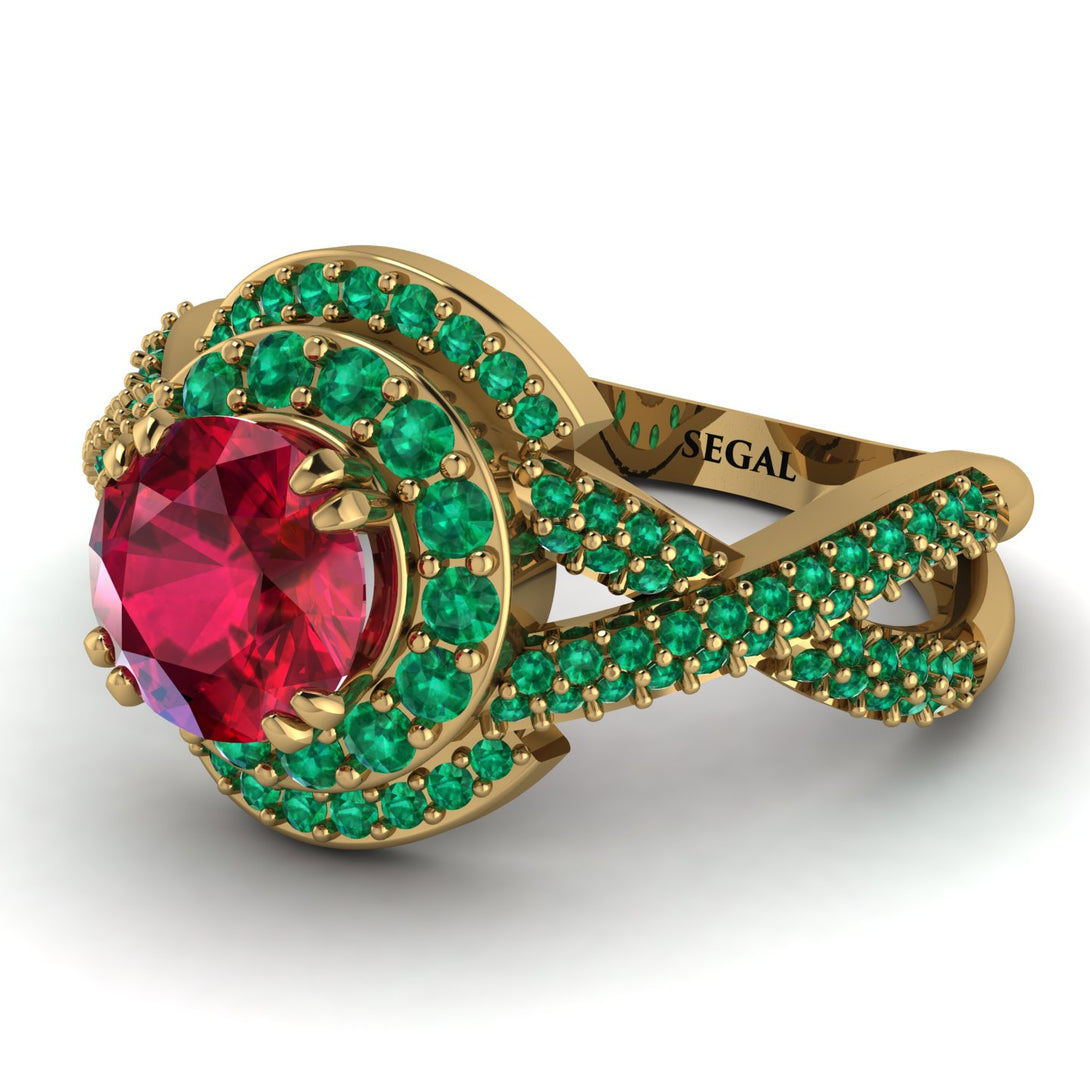 Unique Ruby Halo Engagement Ring - Jessica No. 25