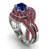 Unique Sapphire Halo Bridal Set - Jessica No. 60